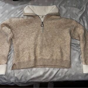 Beige Half-Zip Pullover Sweater